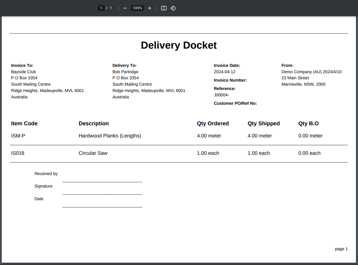 jobs delivery docket pdf