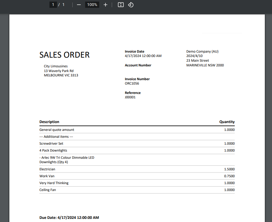 quotes estimates sales order generated pdf