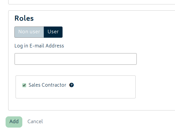 sales contractor role selected