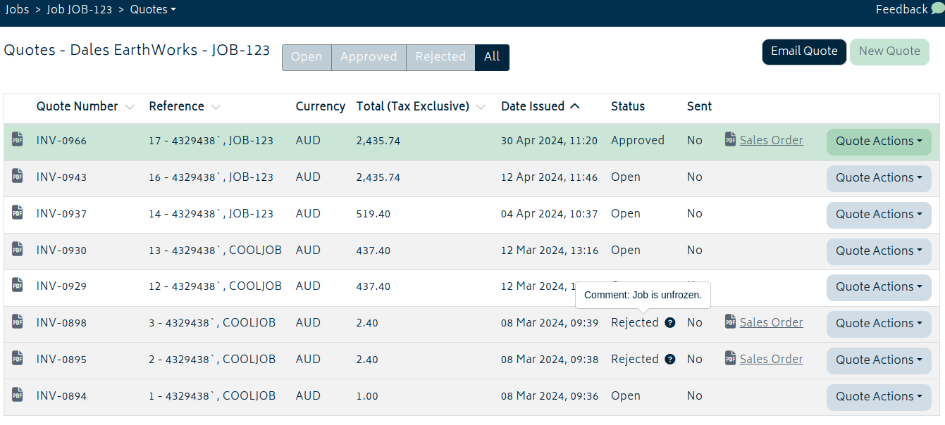 quotes estimates menu 4.9