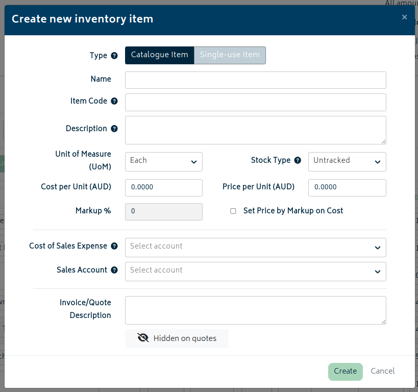 jobs create inventory item 2