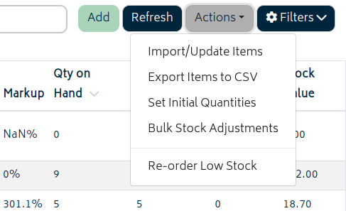 inventory option bar actions 5.5