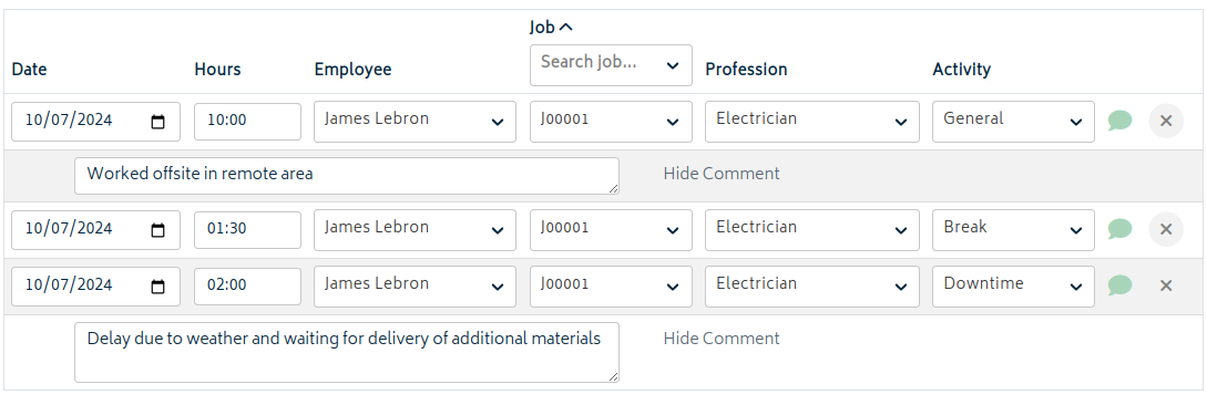 hr time entry comments