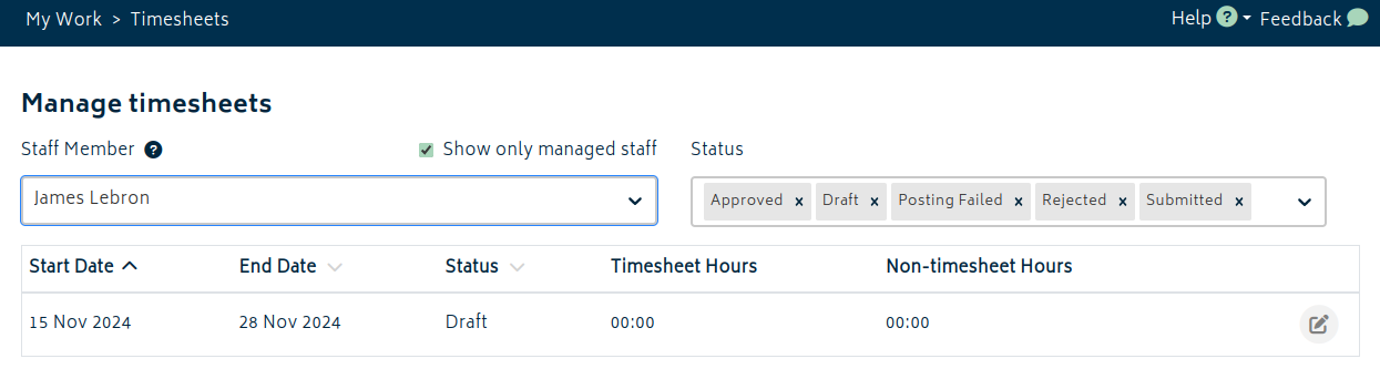 hr timesheets list 5.11