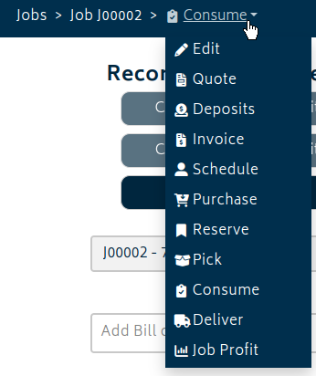 jobs job action breadcrumb dropdown
