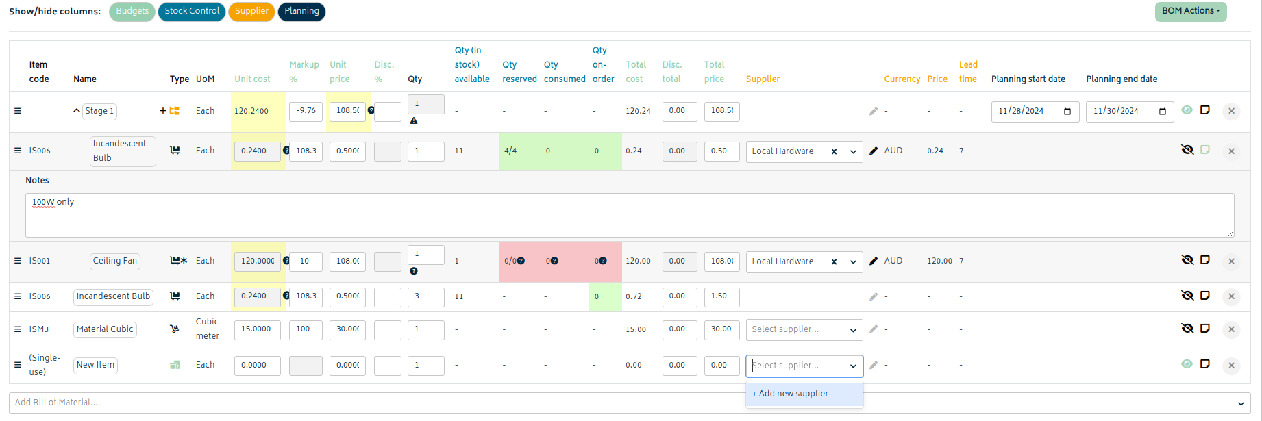 jobs new job bom all columns 5.11