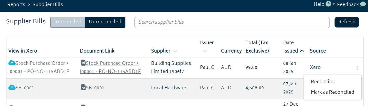 supplier bill sb actions 5.12