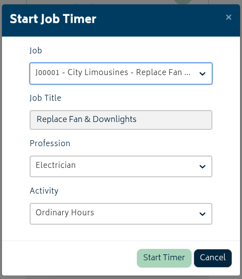 navigation active jobs new timer