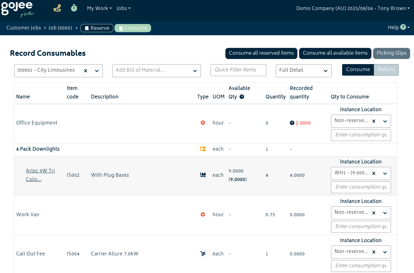 navigation record consumables desktop 6.6