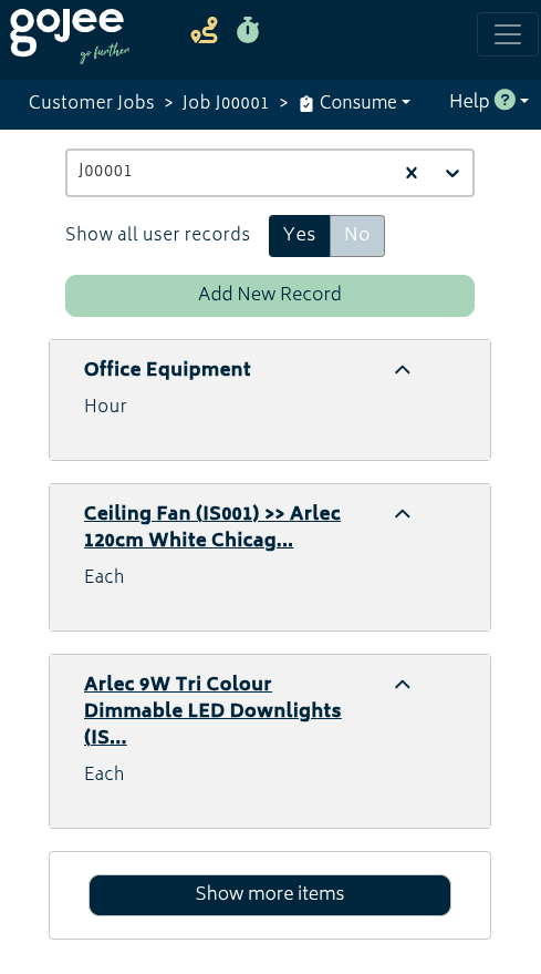 navigation record consumables mobile 6.6