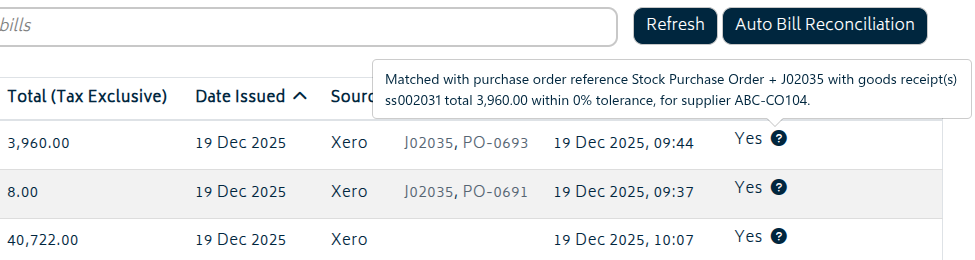 add ons auto reconciliation reconciled sb