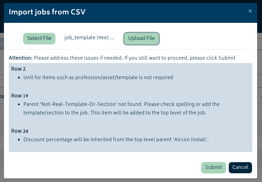 jobs import jobs modal warnings