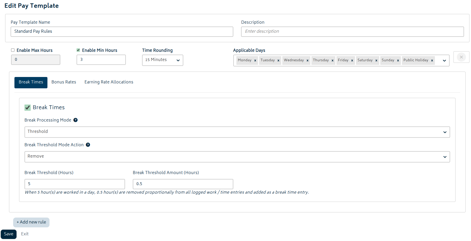 add ons advanced payroll edit pay template