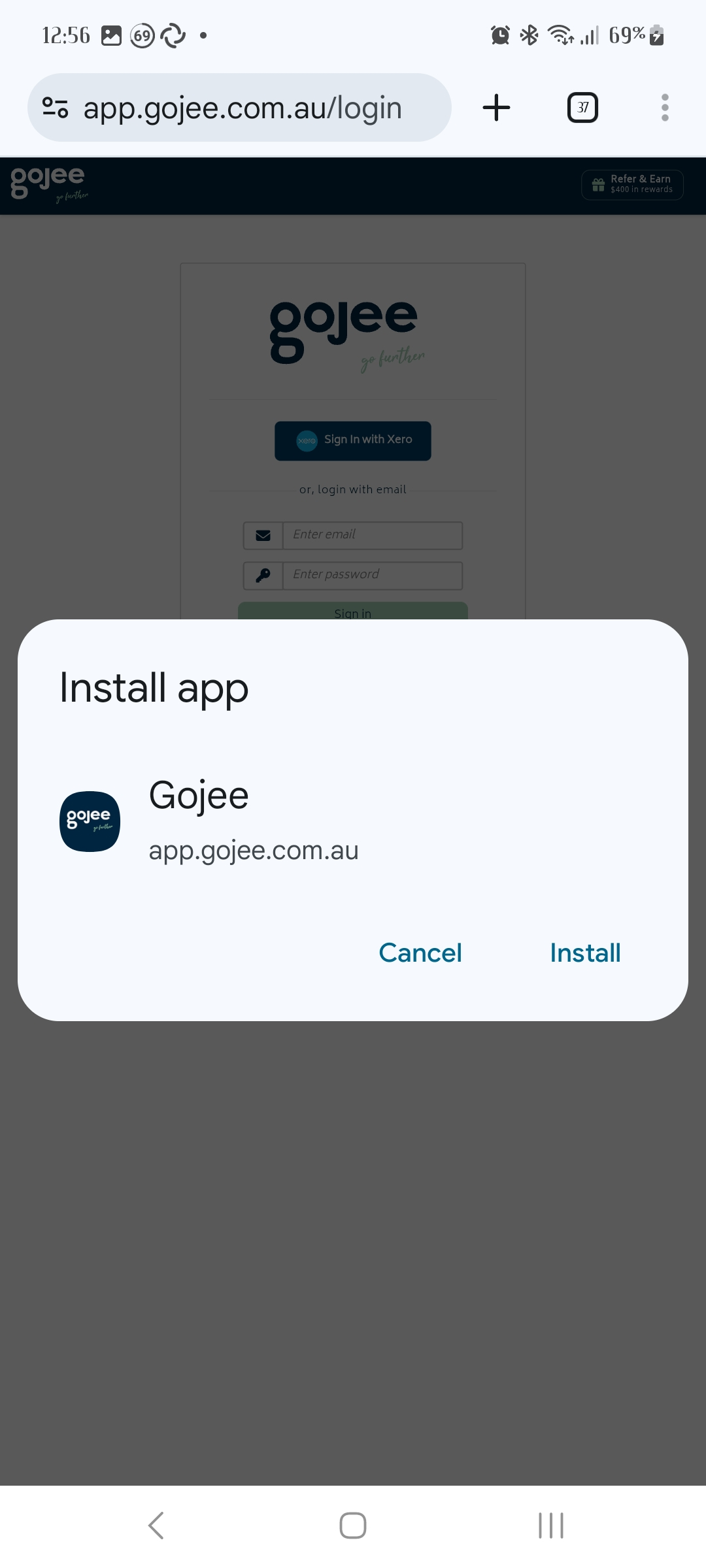 save gojee android chrome install