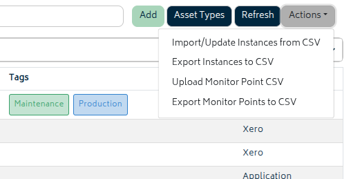 assets asset register actions management