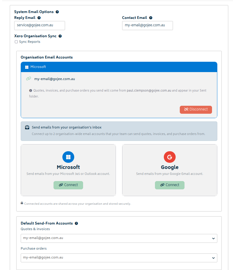 settings email connected account 7.0