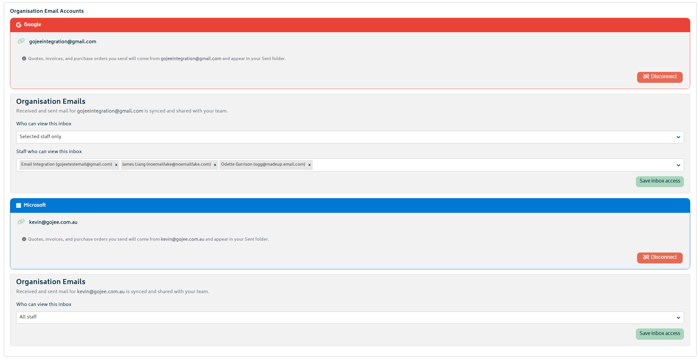 Different email types