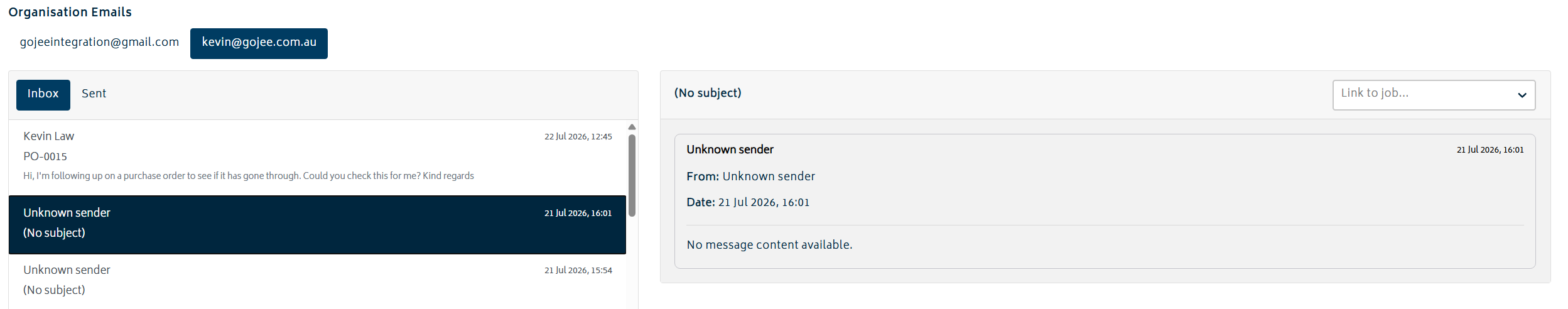 Organisation Emails SS