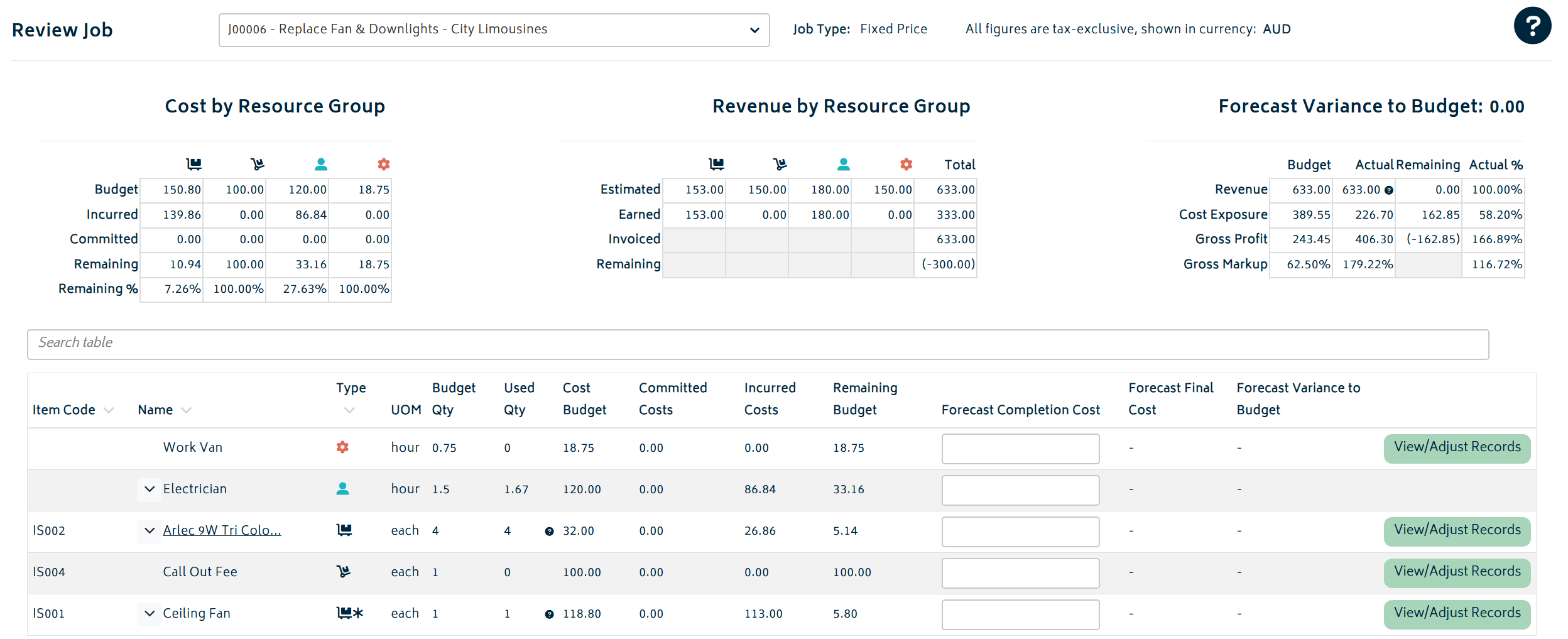 Job Profit Update
